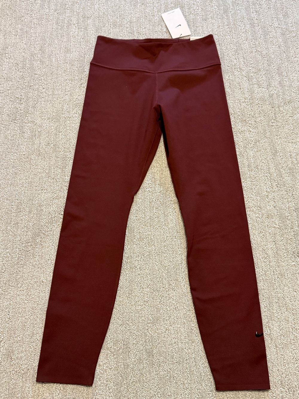 Women's Nike One Luxe Mid Rise 7/8 Tight Leggings Burgundy - Medium